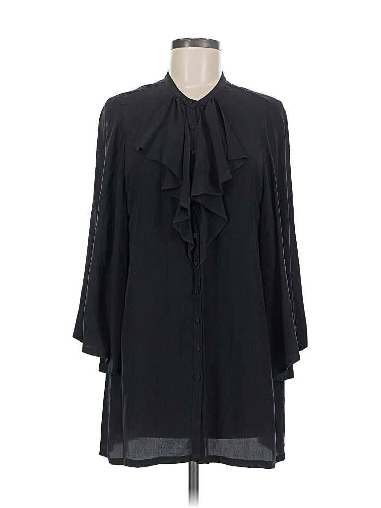 Pre-owned Joie 3/4 Sleeve Silk Top Black Tie Neck Tops