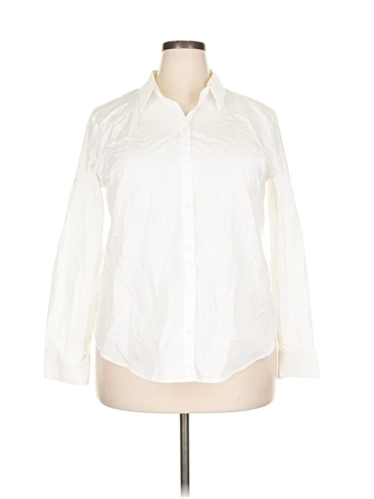 Pre-owned Worthington Long Sleeve Button Down Shirt In White