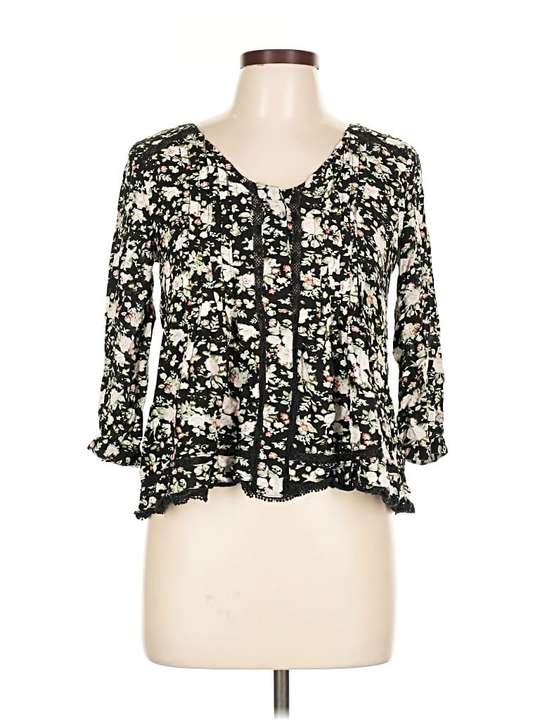 Pre-owned Maeve 3/4 Sleeve Blouse In Black