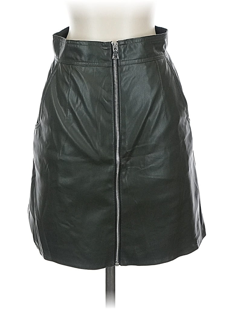 Pre-owned French Connection Faux Leather Skirt In Green