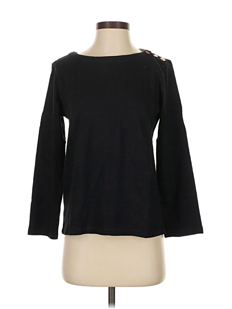 Ann Taylor Loft Long Sleeve Top Black Boatneck Tops In Blue