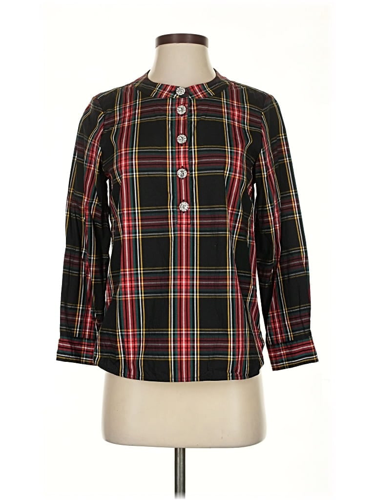 Pre-owned J.crew Factory Store 3/4 Sleeve Button Down Shirt In Black