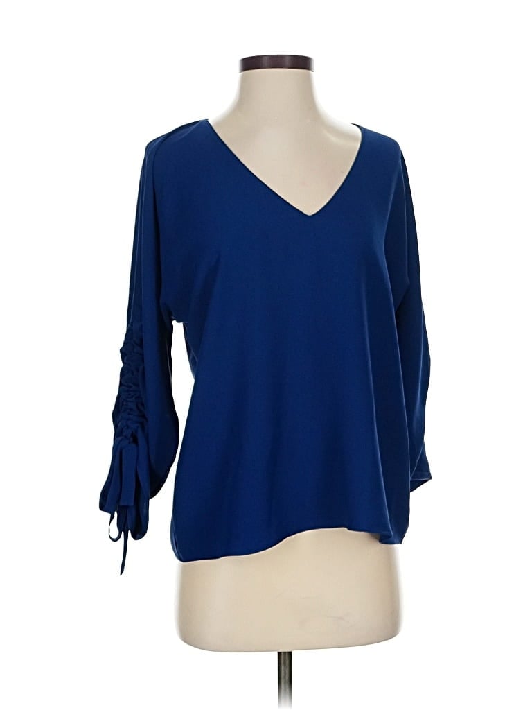 Pre-owned Amanda Uprichard 3/4 Sleeve Top Blue V Neck Tops