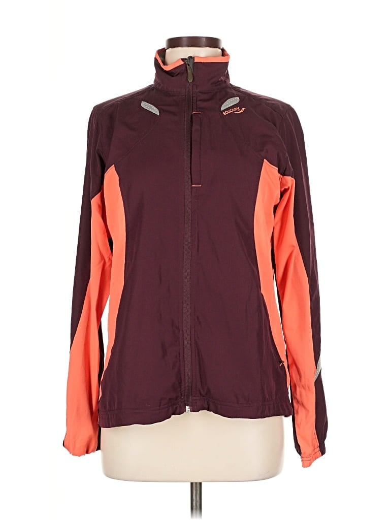 Pre-owned Saucony Track Jacket In Burgundy