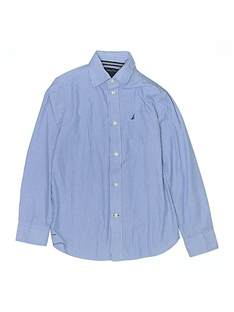 Pre-owned Nautica Kids' Long Sleeve Button Down Shirt In Blue