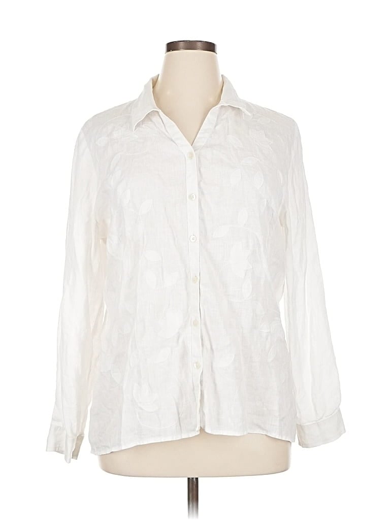 Pre-owned Jjill Long Sleeve Blouse In White