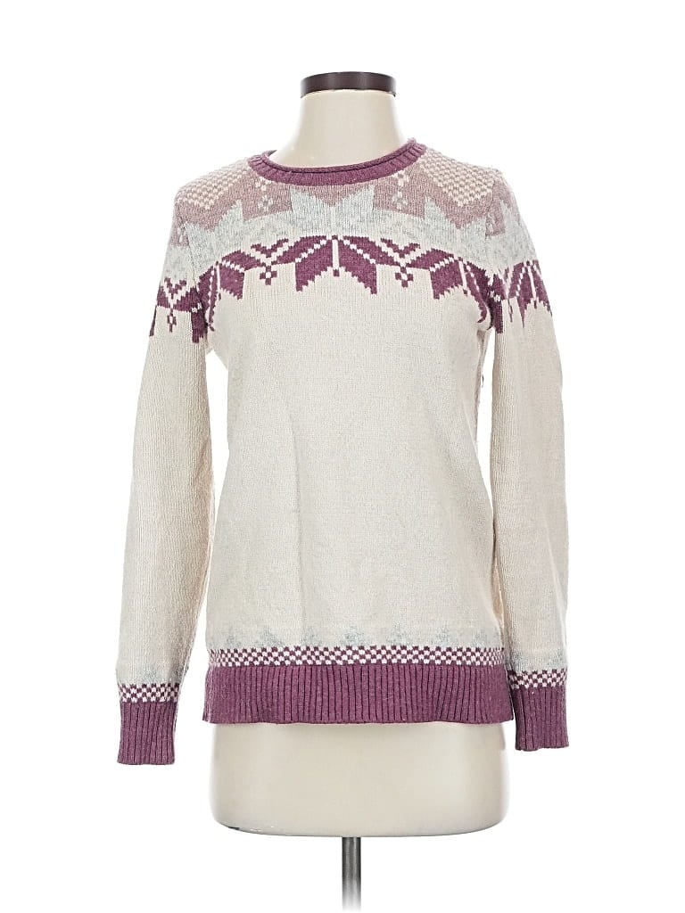 Pre-owned Lands' End Pullover Sweater In White