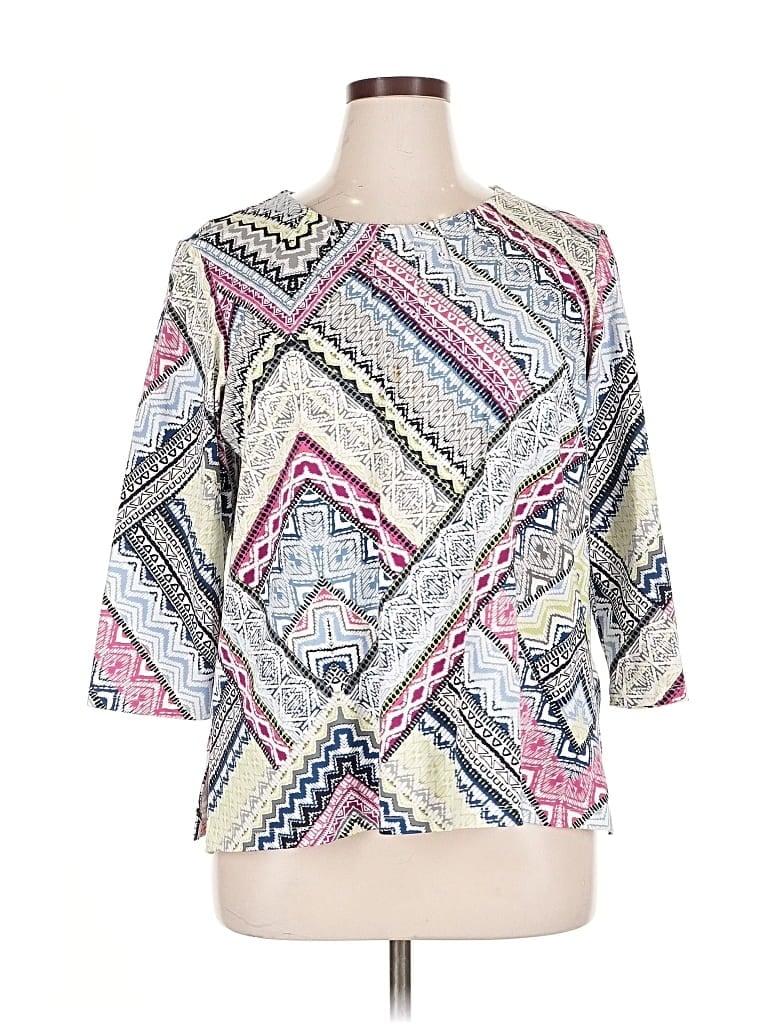 Pre-owned Alfred Dunner 3/4 Sleeve Blouse In Pink