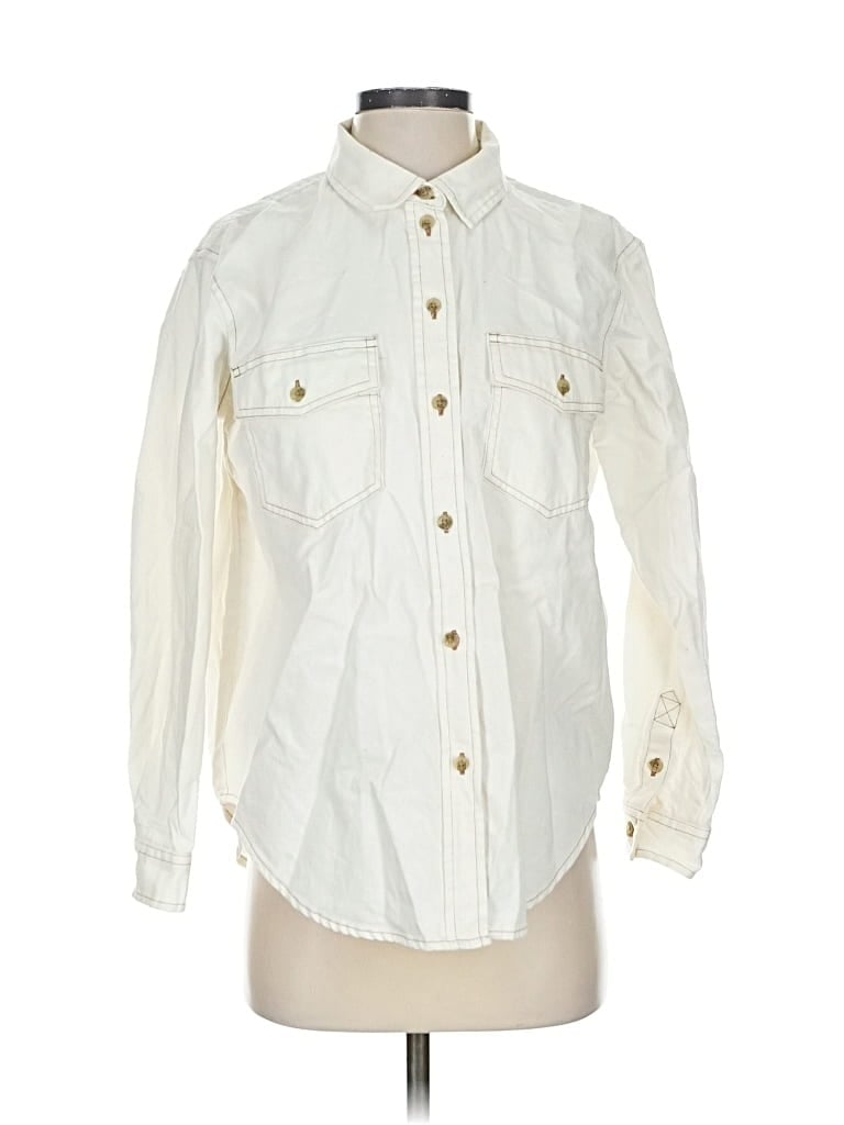 Pre-owned American Eagle Outfitters Long Sleeve Button Down Shirt In White