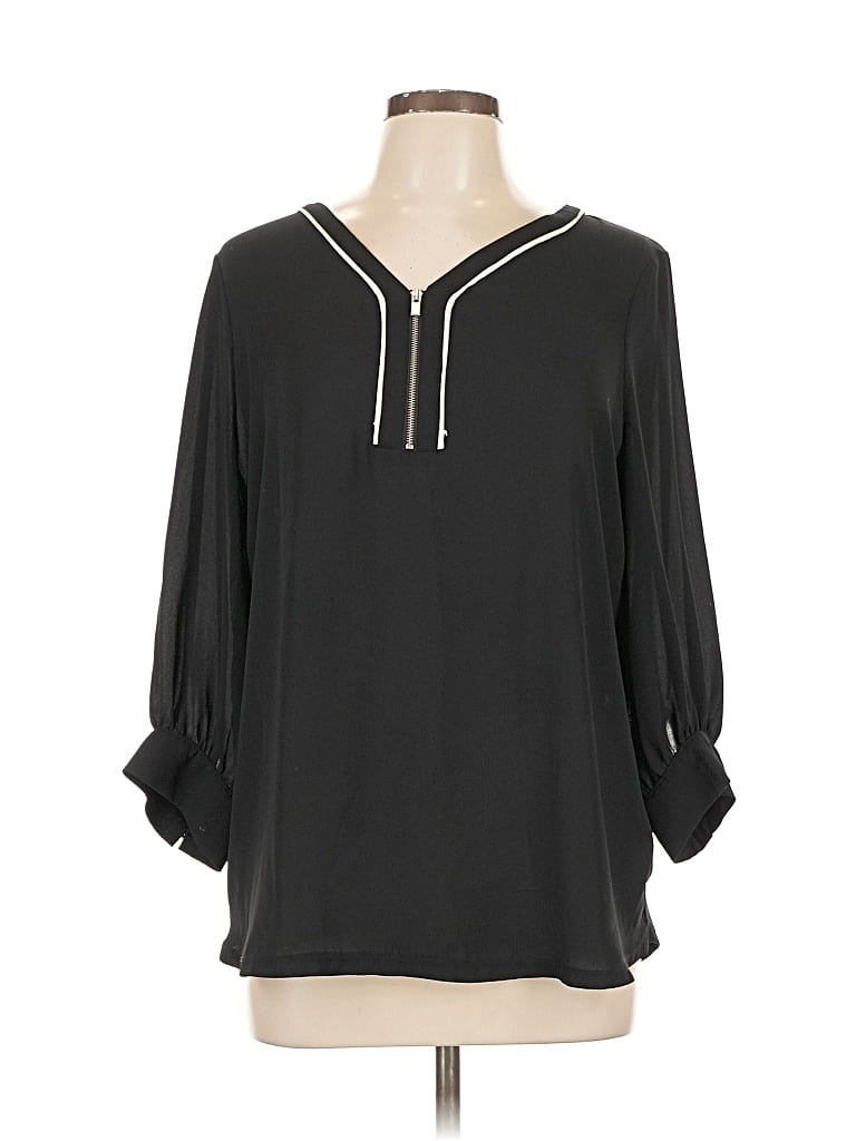 Pre-owned 7th Avenue Design Studio New York & Company 3/4 Sleeve Blouse In Black