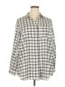 Charter Club 100% Polyester Checkered-gingham Gray Long Sleeve Blouse Size 2X - photo 1