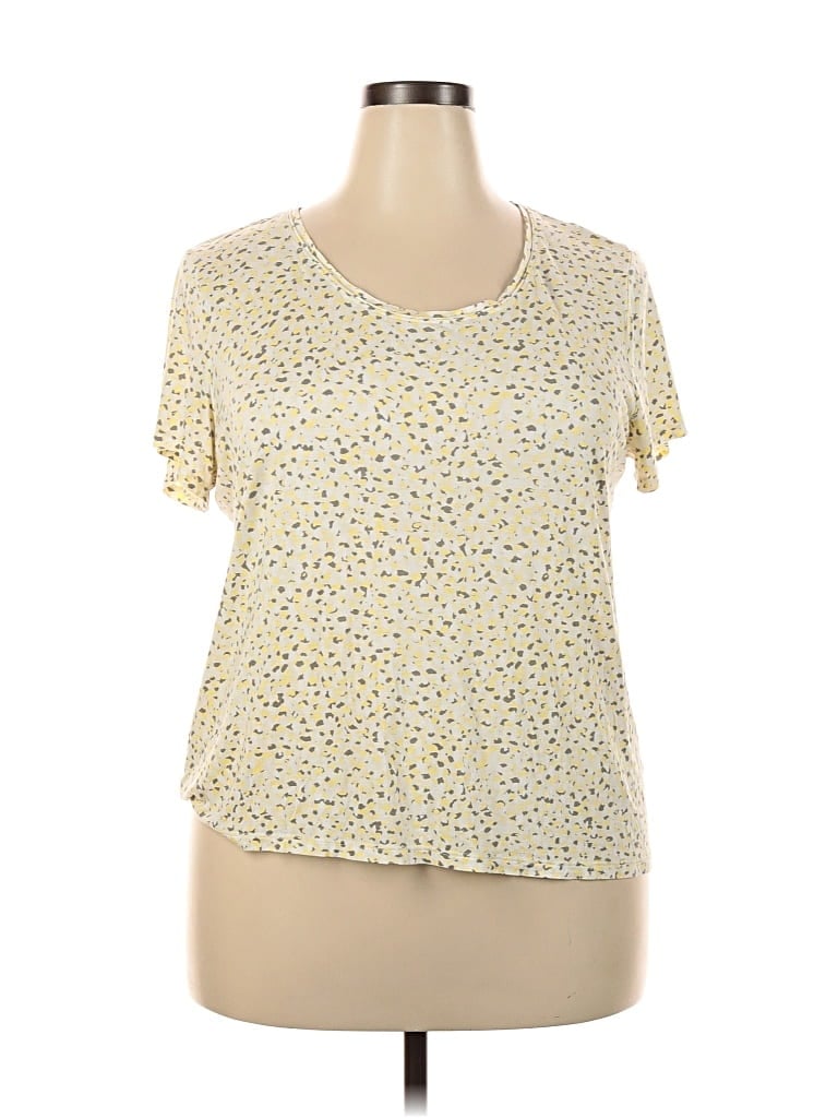 Pre-owned Simply Vera Vera Wang Short Sleeve Top Yellow Sweetheart Neckline Tops