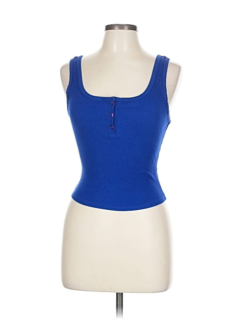 Pre-owned Blue Rain Tank Top Blue Strapless Neckline Tops