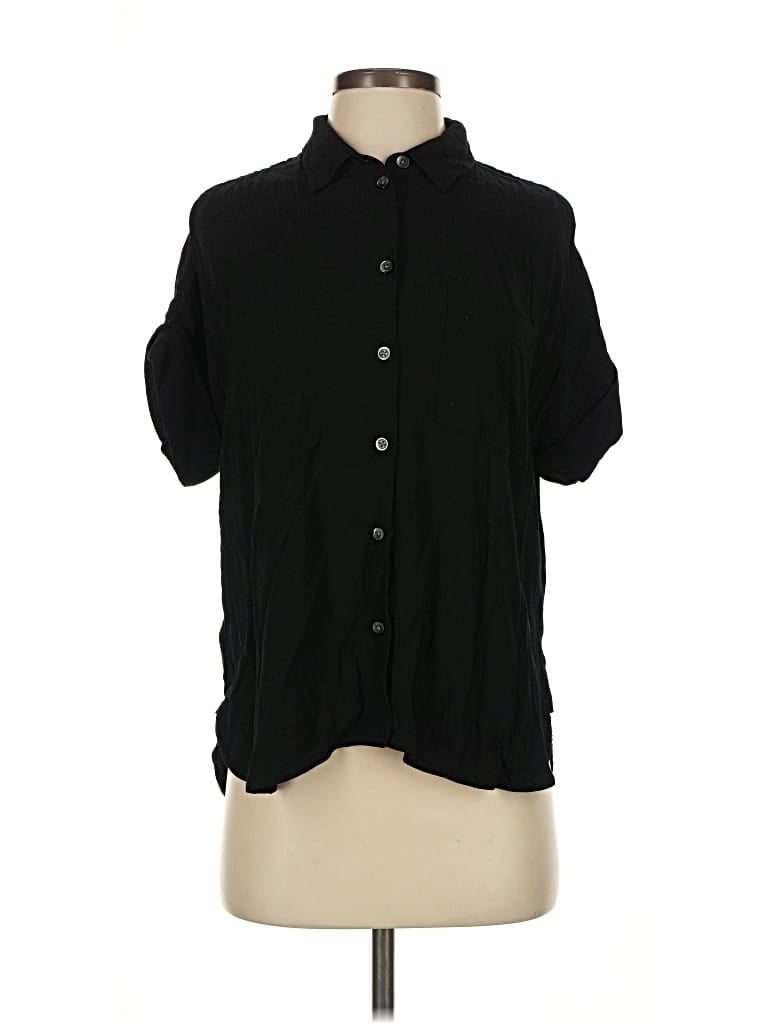 Pre-owned Madewell Short Sleeve Blouse In Black