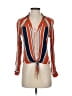 Abbeline 100% Rayon Stripes Orange Long Sleeve Blouse Size XS - photo 1