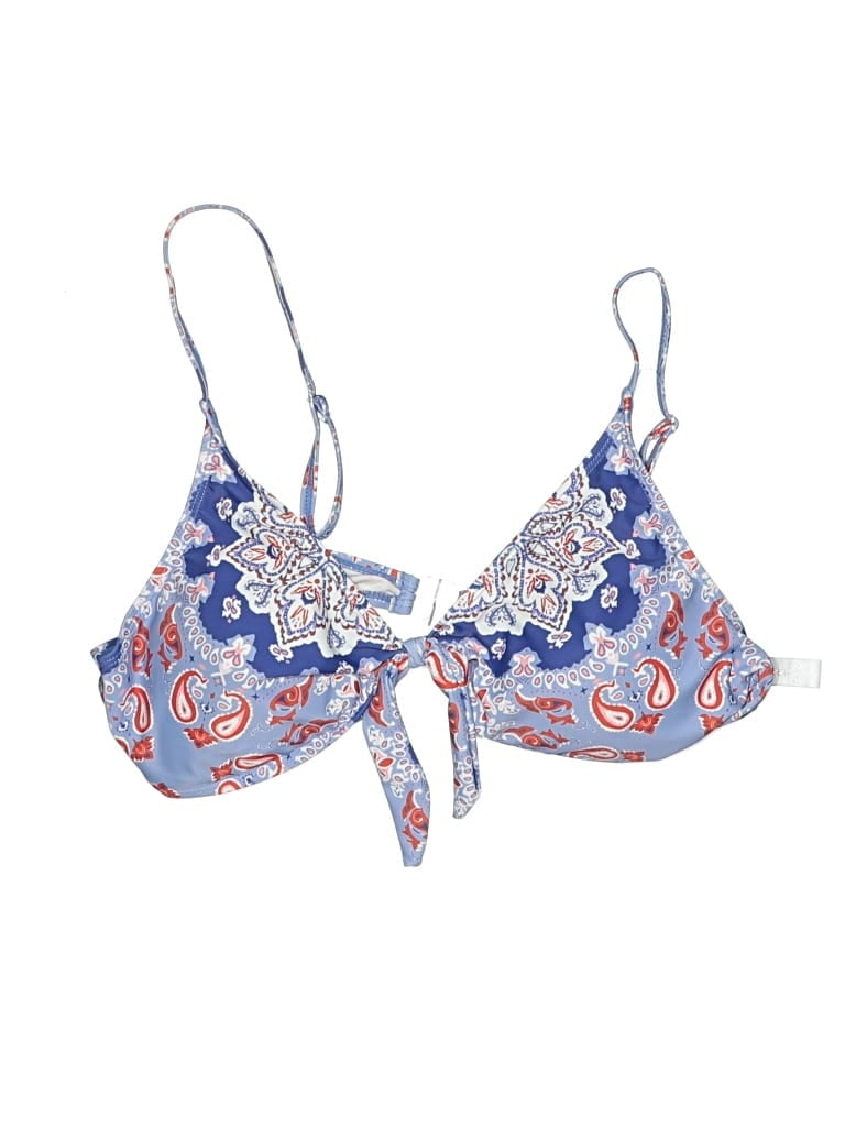 Pre-owned La Moda Swimsuit Top Blue Paisley Pattern Swimwear