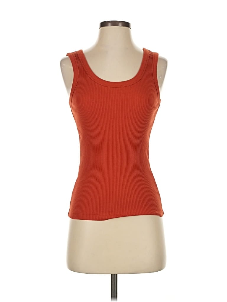 Pre-owned Uniqlo Tank Top Orange Strapless Neckline Tops