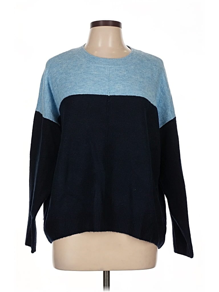 Pre-owned Vince Camuto Long Sleeve Top Blue Crew Neck Tops
