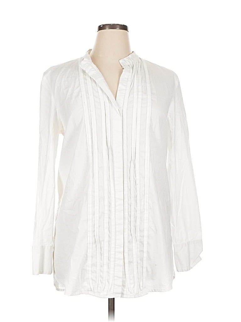 Pre-owned Calvin Klein Long Sleeve Blouse In White