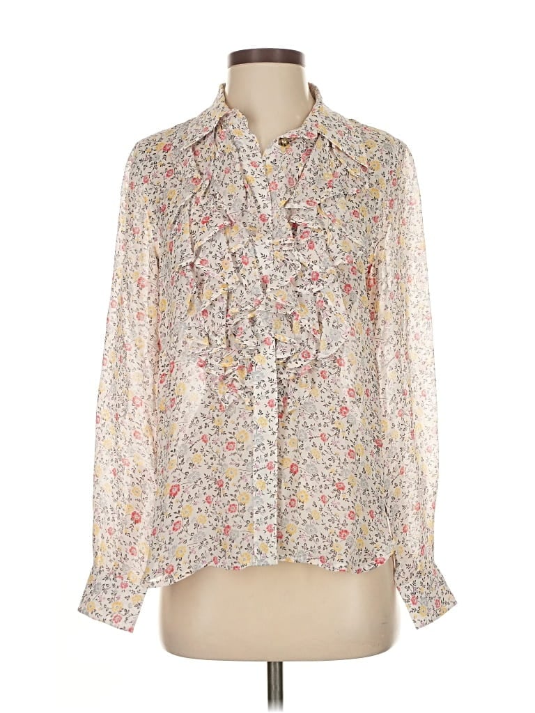 Pre-owned Ganni Long Sleeve Blouse In Yellow