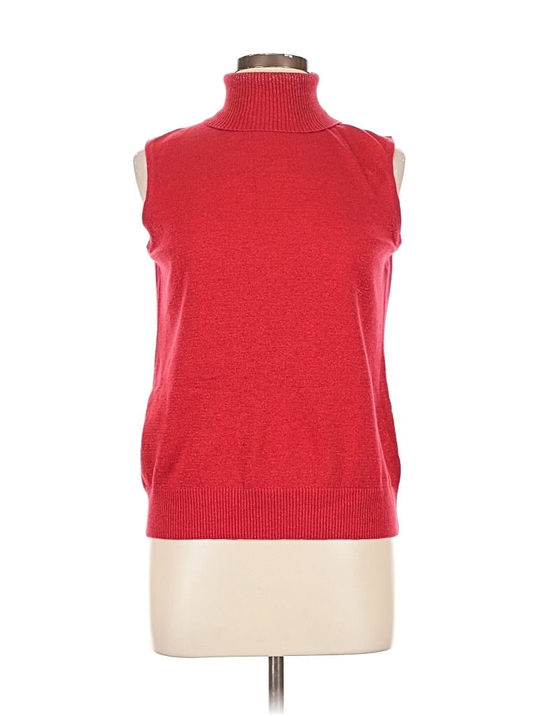 Pre-owned Cable & Gauge Sleeveless Top Red Turtleneck Tops