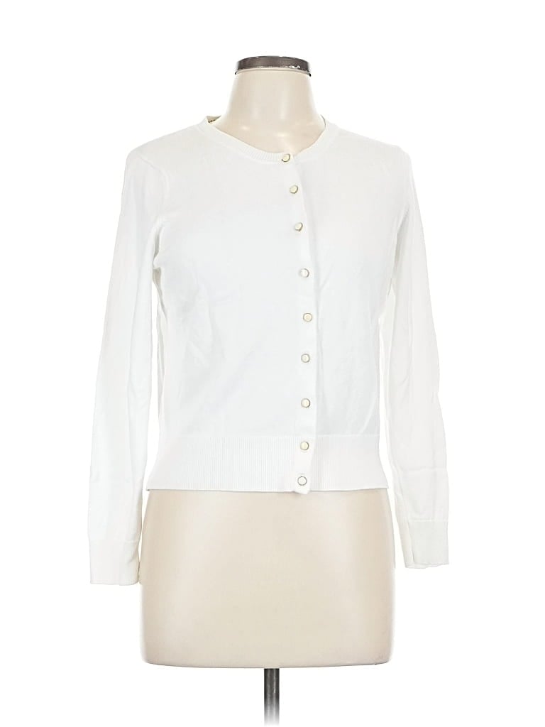 Pre-owned Banana Republic Factory Store Cardigan Sweater In White