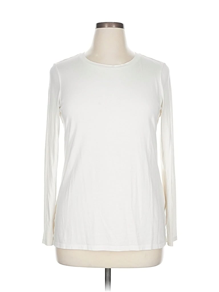 Pre-owned Chico's Long Sleeve T-shirt In White