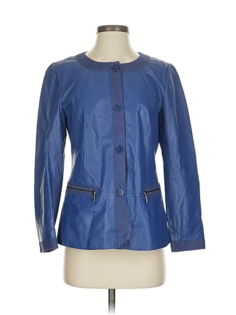 Pre-owned Lafayette 148 3/4 Sleeve Top Blue Square Neckline Tops