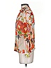 Equipment Print Orange Long Sleeve Blouse Size XS - photo 5