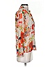 Equipment Print Orange Long Sleeve Blouse Size XS - photo 4