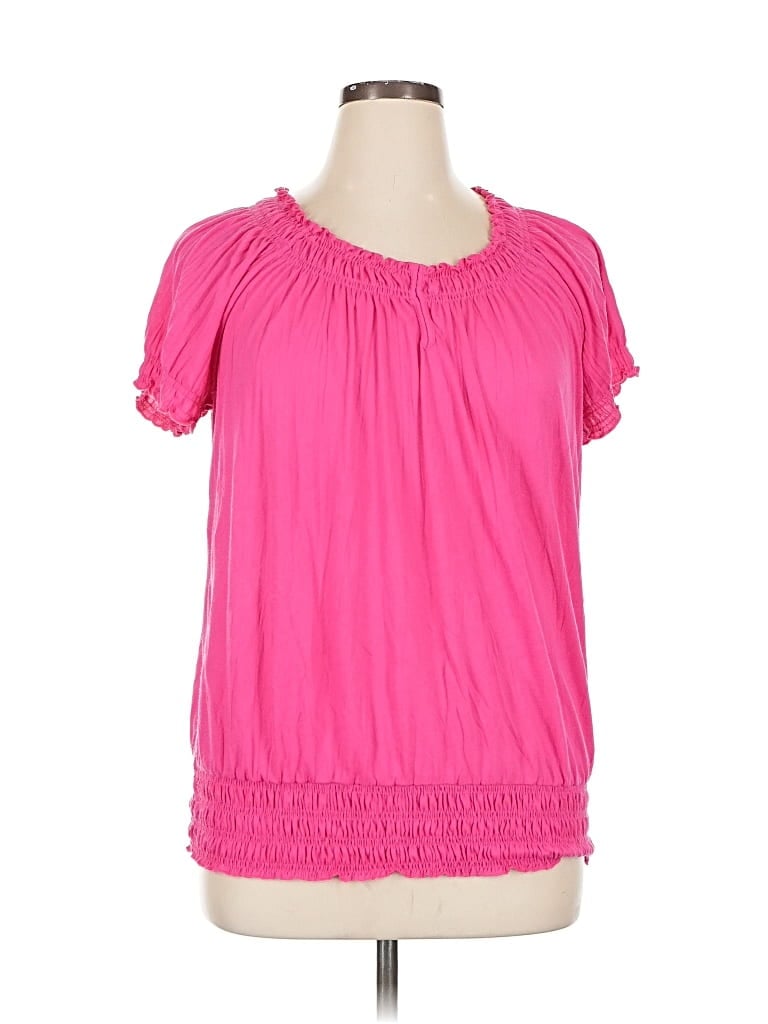 Pre-owned Laura Scott Short Sleeve Blouse In Pink