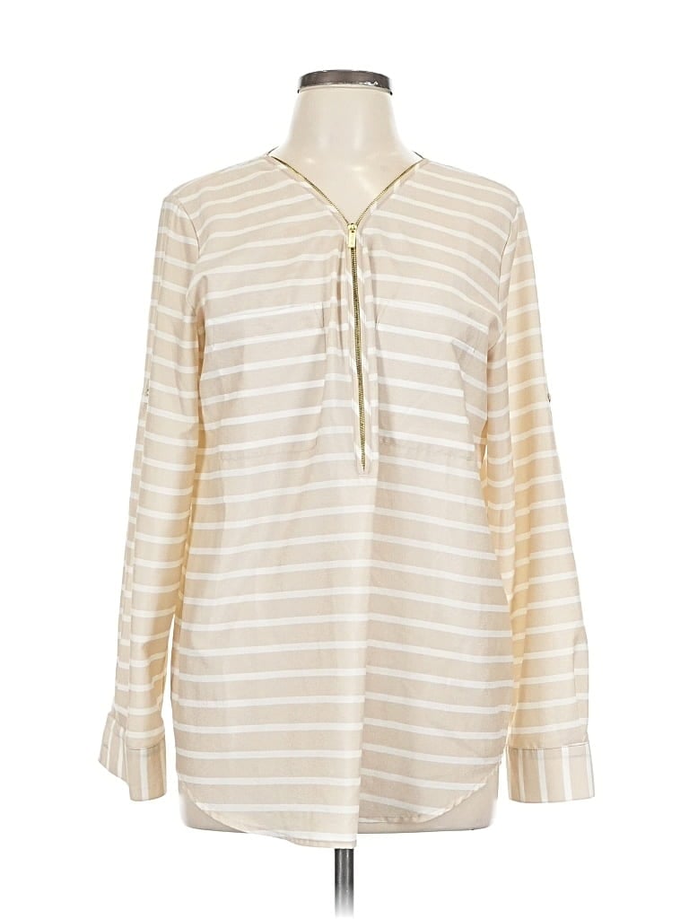 Pre-owned Calvin Klein Long Sleeve Blouse In White