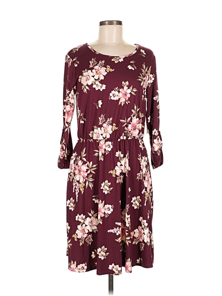 Pre-owned French Grey Casual Dress In Burgundy