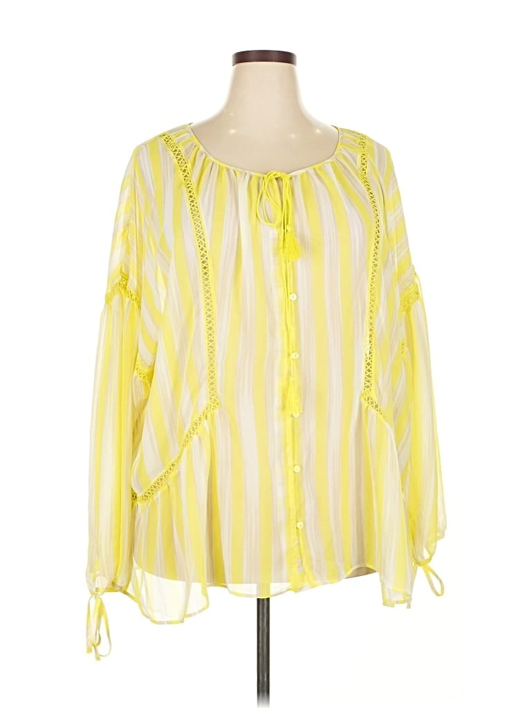 Pre-owned Lane Bryant 3/4 Sleeve Blouse In Yellow
