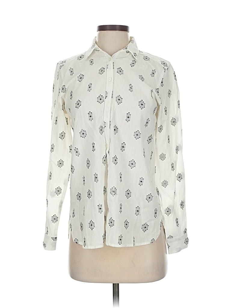 Pre-owned Ann Taylor Loft Long Sleeve Blouse In White