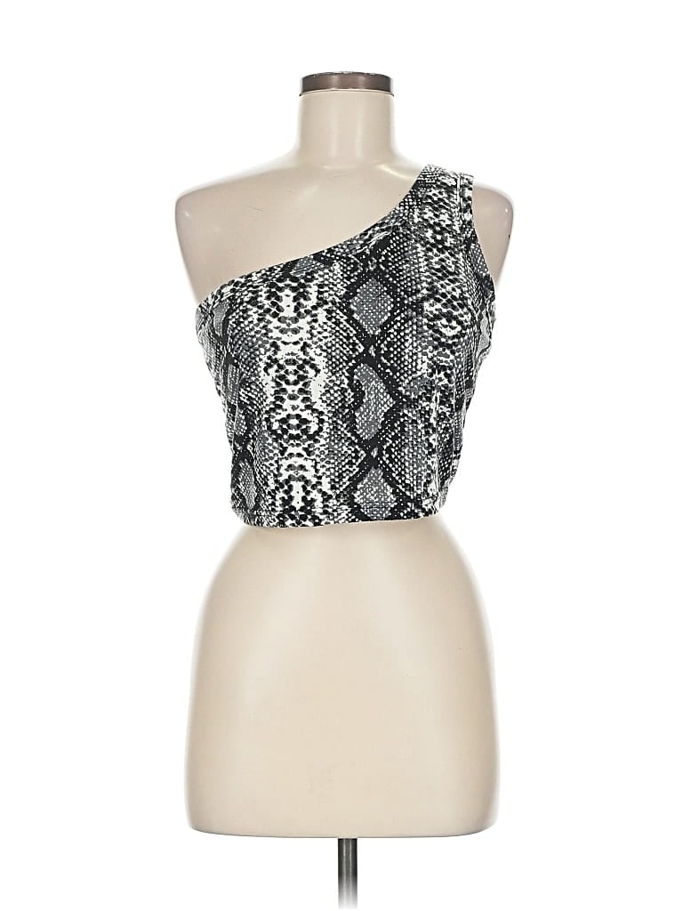 Pre-owned Shein Sleeveless Top Silver One Shoulder Neckline Tops