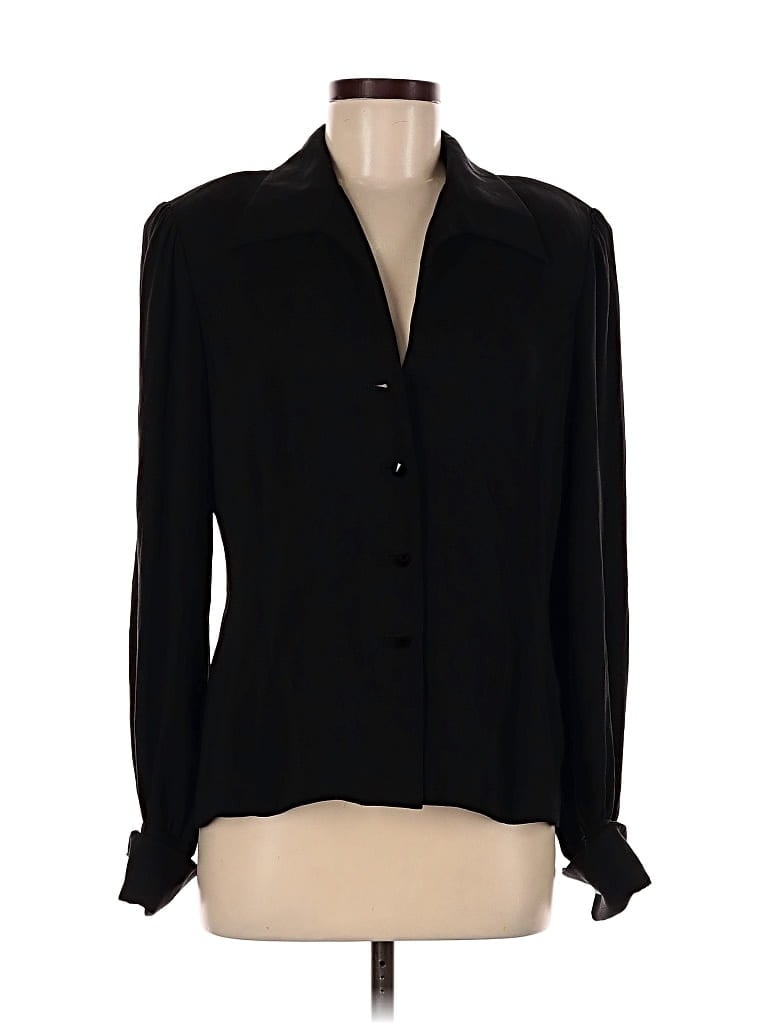 Pre-owned Assorted Brands Silk Blazer Jacket In Black