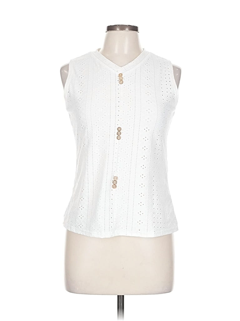 Pre-owned Unbranded Sleeveless T-shirt In White