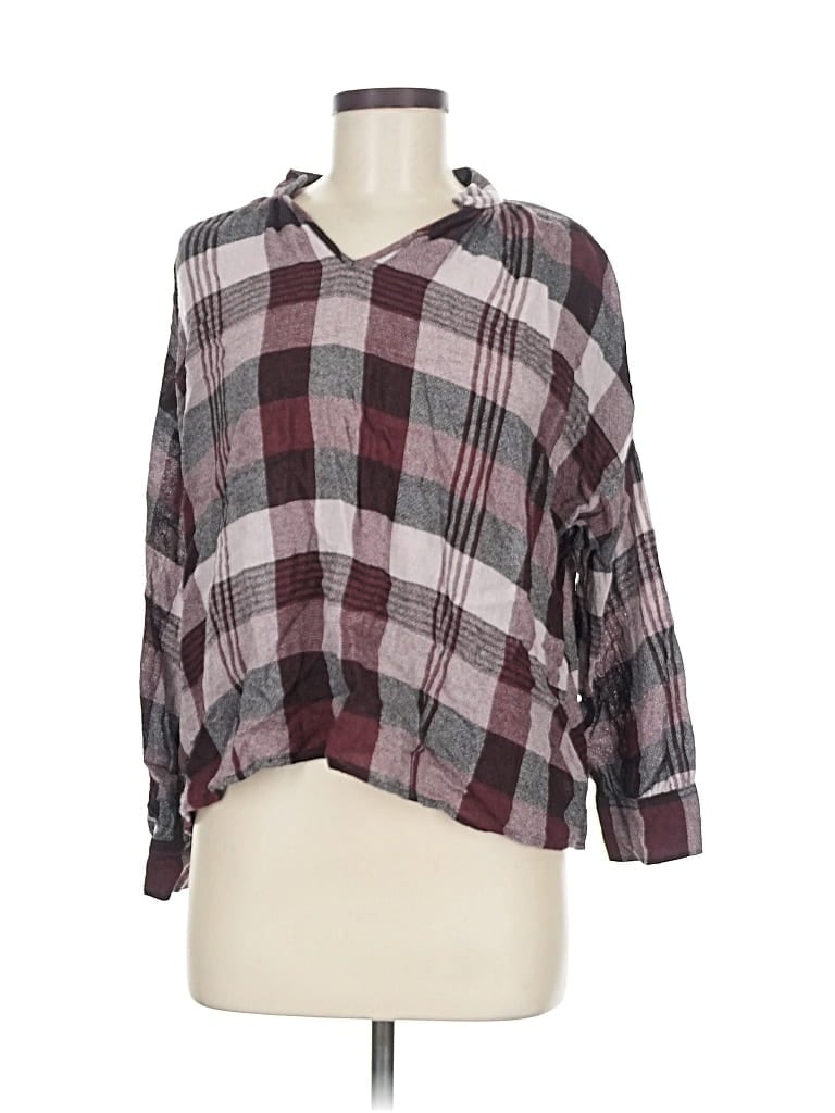 Pre-owned Madewell 3/4 Sleeve Blouse In Burgundy