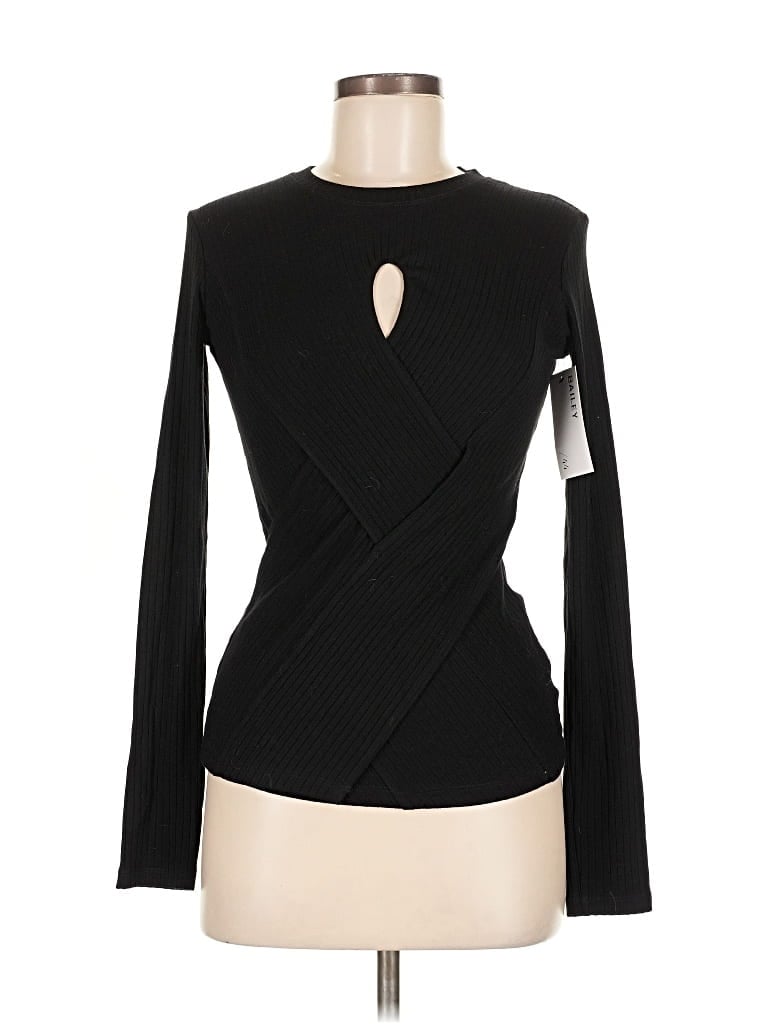 Pre-owned Bailey44 Long Sleeve Top Black Keyhole Neckline Tops