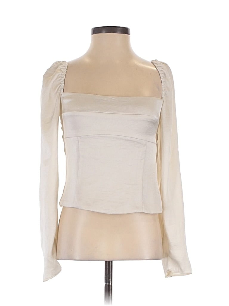 Pre-owned Wilfred Long Sleeve Top Ivory Square Neckline Tops In White