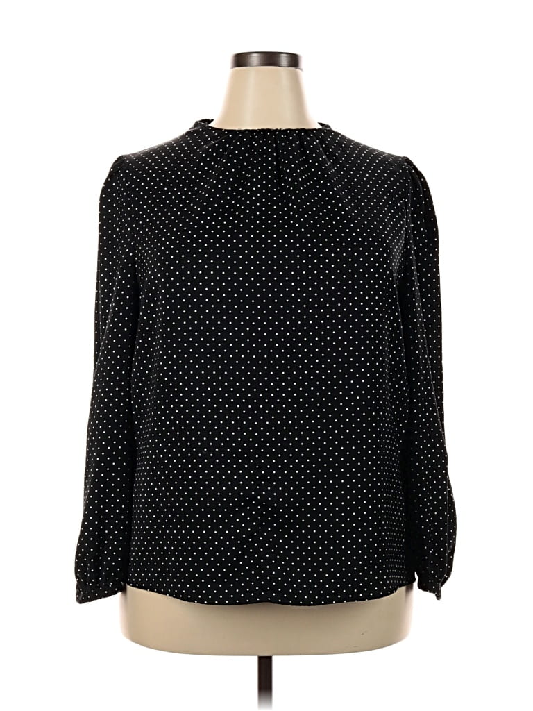 Pre-owned Who What Wear Long Sleeve Blouse In Black