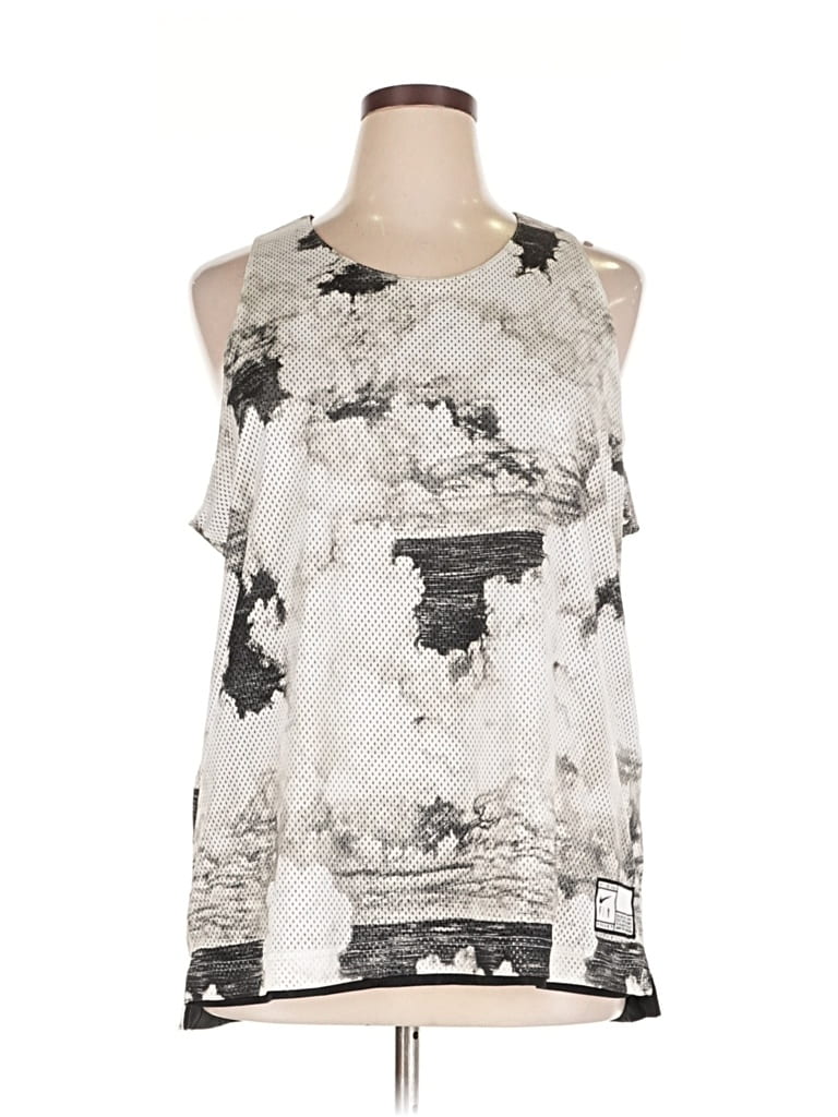 Pre-owned Nike Tank Top Silver Cold Shoulder Neckline Tops