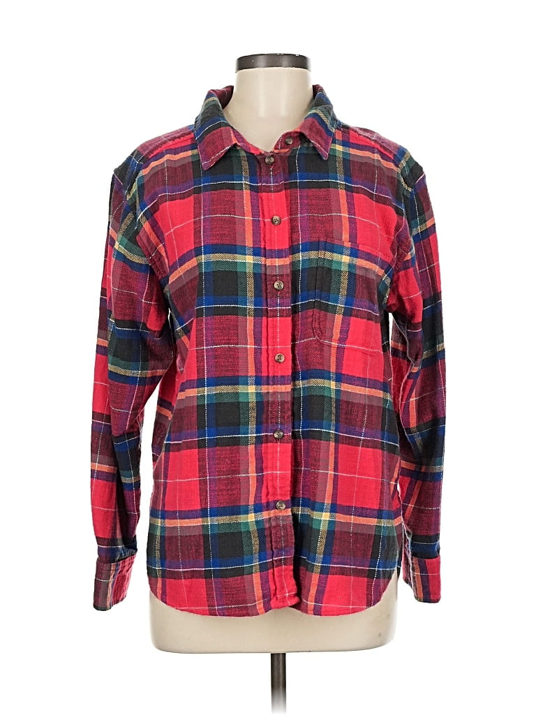 Pre-owned American Eagle Outfitters Long Sleeve Button Down Shirt In Red