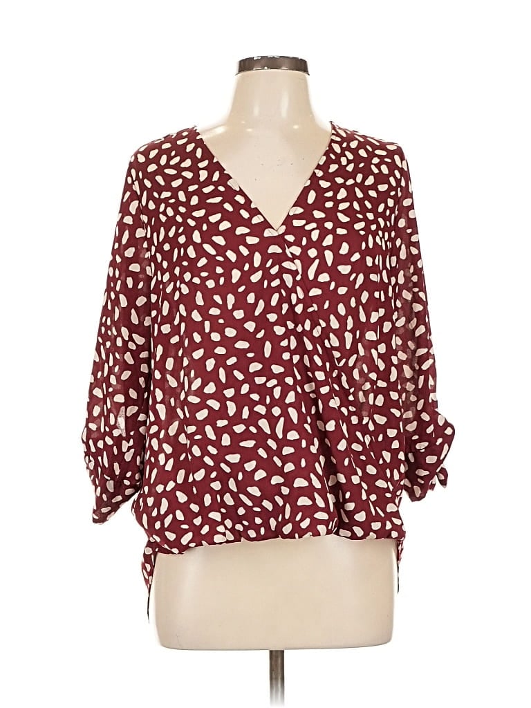 Pre-owned Dkny 3/4 Sleeve Blouse In Burgundy
