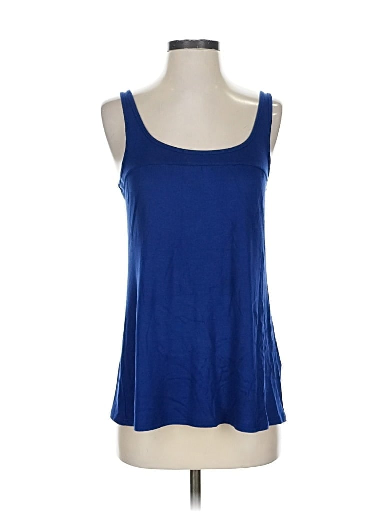 Pre-owned Three Dots Tank Top Blue Square Neckline Tops