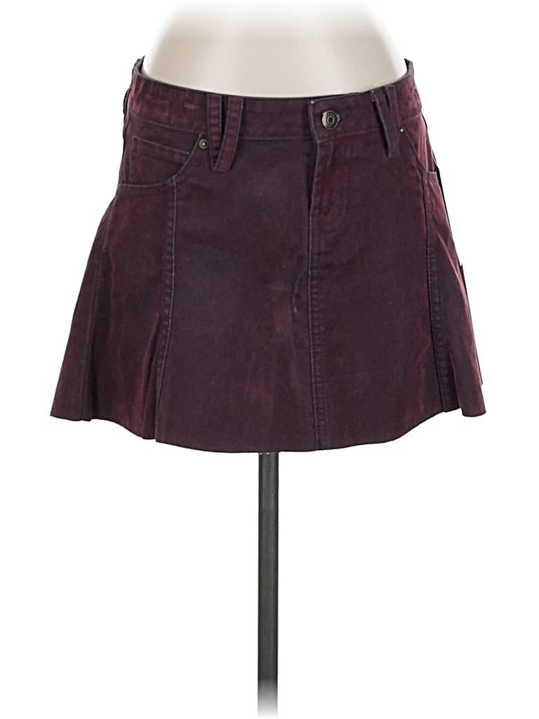 Pre-owned Wild Fable Denim Skirt In Burgundy