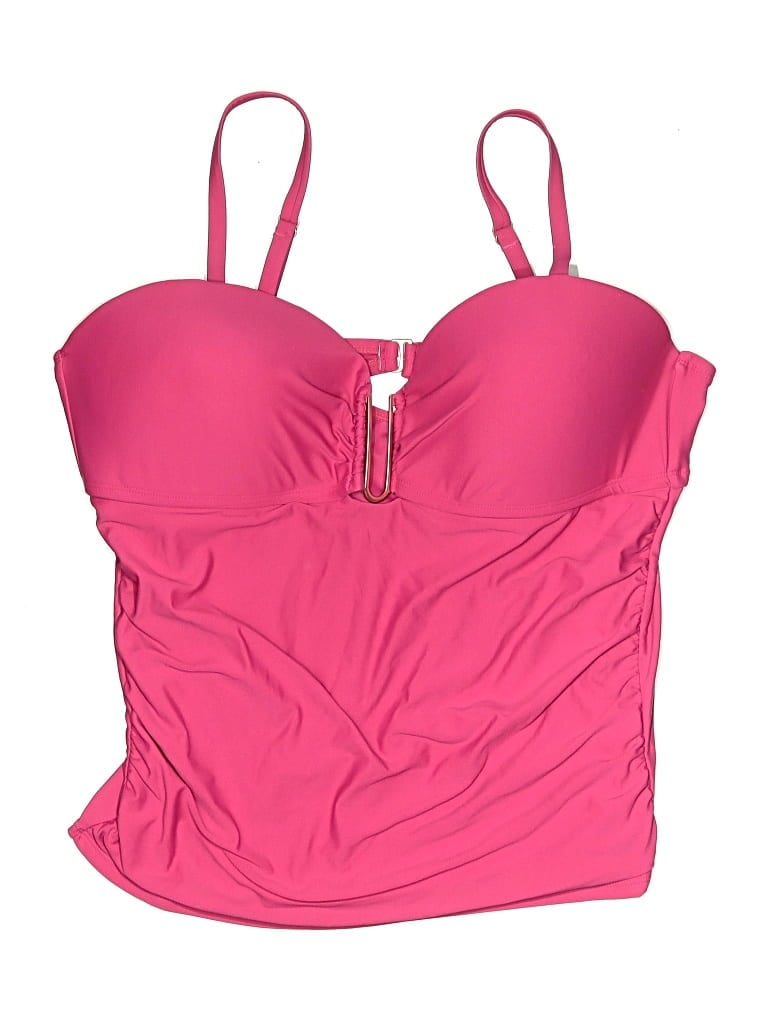 Pre-owned Time And Tru Swimsuit Top Pink Solid Pattern Swimwear