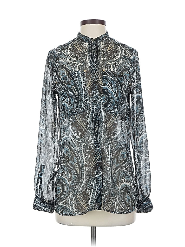 Pre-owned Michael Michael Kors Long Sleeve Blouse In Silver