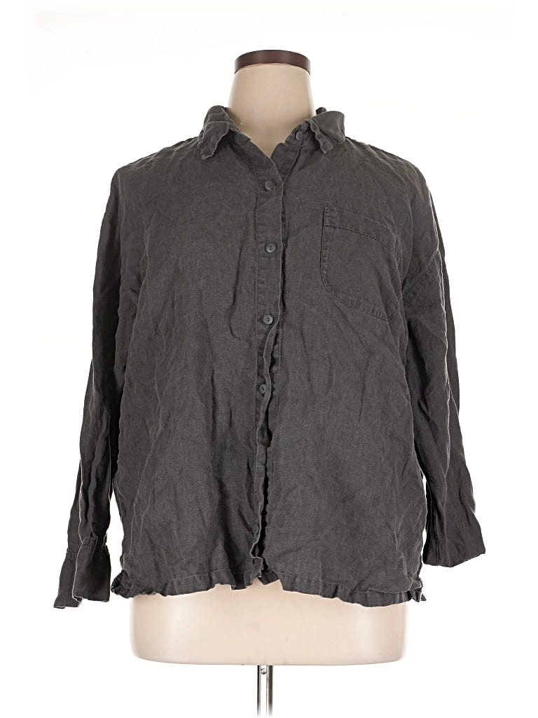 Pre-owned Parachute 3/4 Sleeve Button Down Shirt In Gray